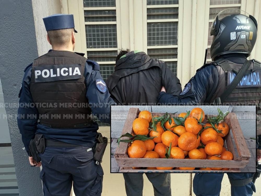 Detuvieron a un hombre acusado de robar un cajón de mandarinas