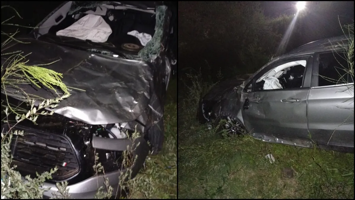 Una camioneta despista y queda debajo del puente Frondizi Una camioneta despista y queda debajo del puente Frondizi