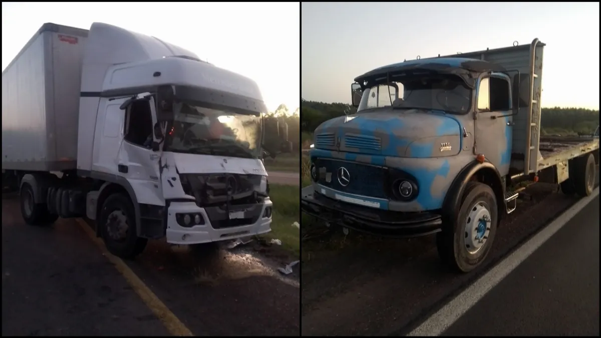 Choque entre dos camiones en la ruta 14: un conductor quedó atrapado y fue rescatado Choque entre dos camiones en la ruta 14: un conductor quedó atrapado y fue rescatado