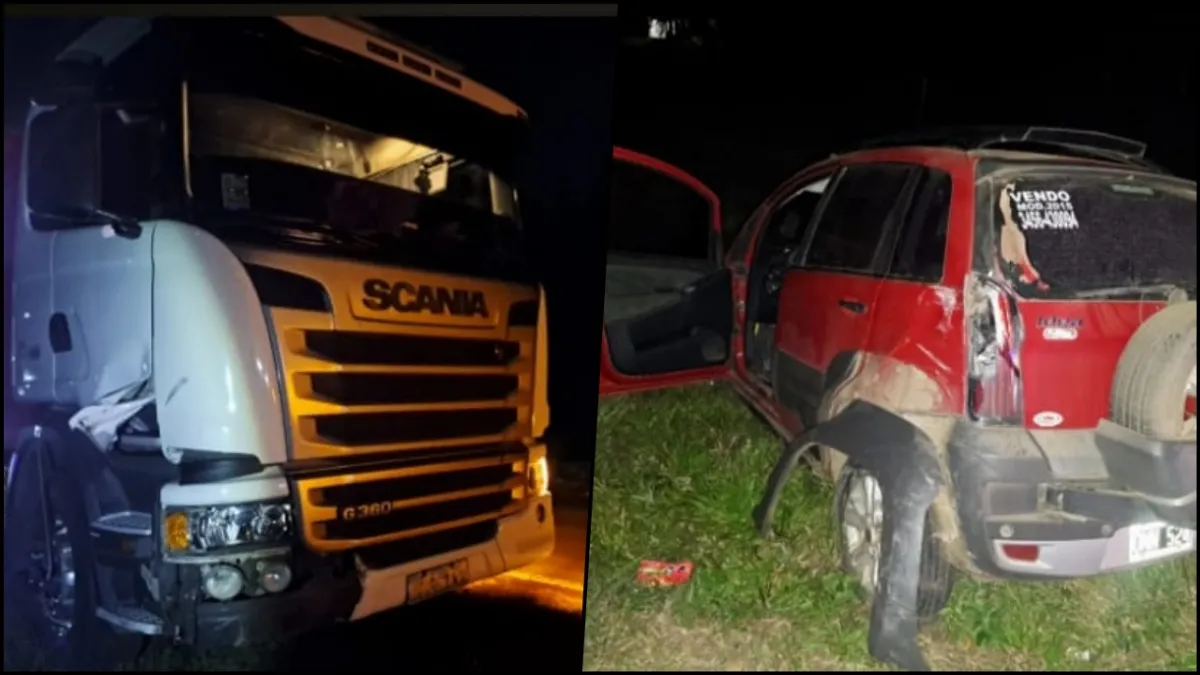 Ruta 14: automóvil perdió el control y fue impactado por un camión Ruta 14: automóvil perdió el control y fue impactado por un camión
