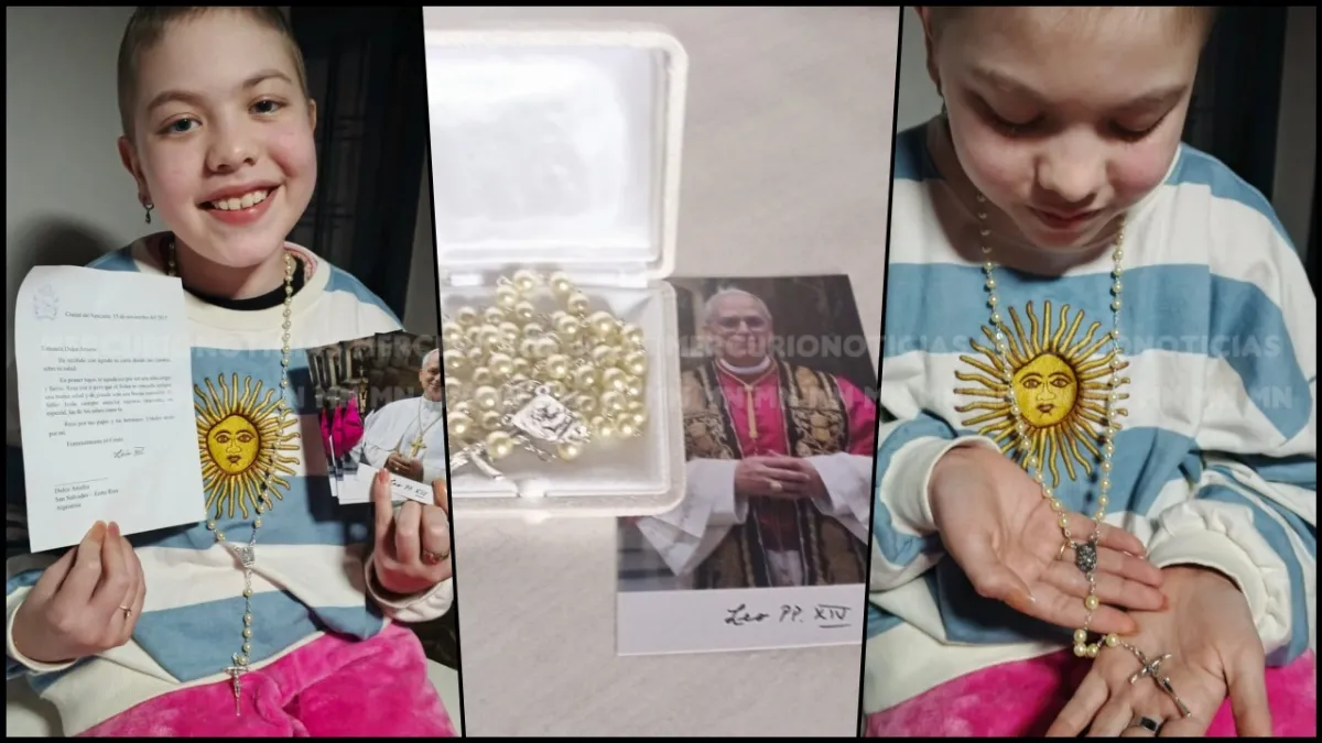 Le enviaron a Dulce la carta y los regalos que le hizo el Papa León XIV el año pasado Le enviaron a Dulce la carta y los regalos que le hizo el Papa León XIV el año pasado